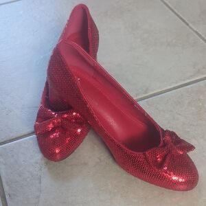 Elegant Red Sequin Bow Pumps Ladies Size 6 Dorothy Shoes